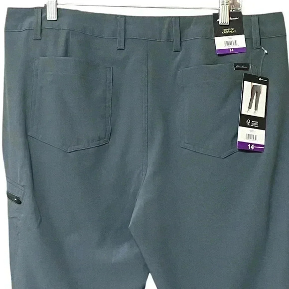 Eddie Bauer Stretch Ripstop Crop Pant Women’s 14 Gray Outdoors Granola Girl NWT - Picture 7 of 13